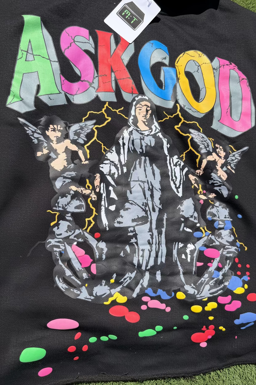 Black Ask God Splatter Hoodie